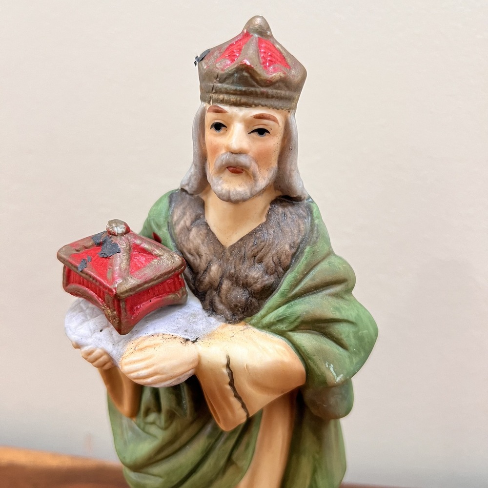 Home Interiors Wiseman 5216 Nativity Replacment Red Hat‎ & Gift Vintage 80's